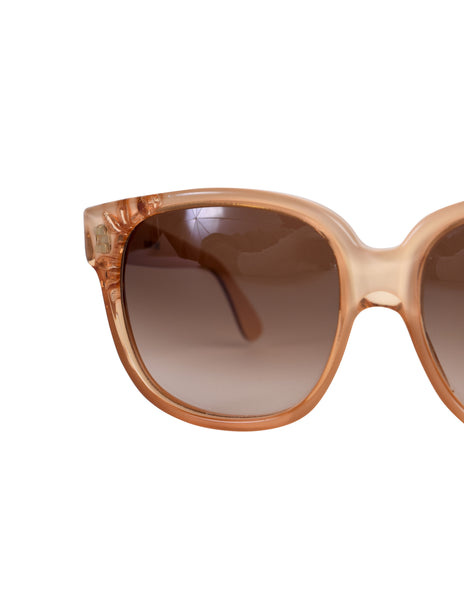 Emmanuelle Khanh Vintage Beige Amber Floral Inset Sunglasses