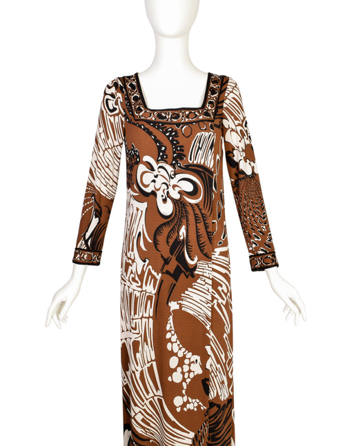Emilio Pucci Vintage 1960s Brown Black Psychedelic Floral Print Silk J – Amarcord Vintage Fashion Emilio Pucci Vintage 1960s Brown Black Psychedelic Floral Print Silk J – Amarcord Vintage Fashion