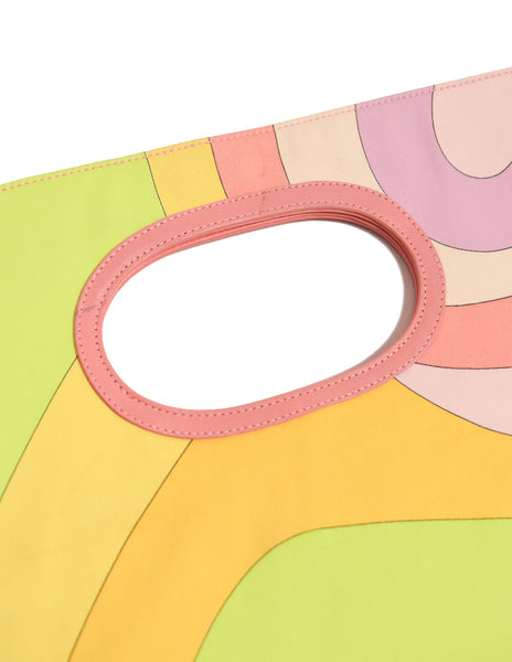 Pucci Vintage Pastel Multicolor Swirl Print Cotton Tote Bag