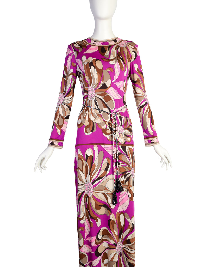 Emilio Pucci Vintage 1960s Fuchsia Brown Psychedelic Floral Silk Jerse –  Amarcord Vintage Fashion