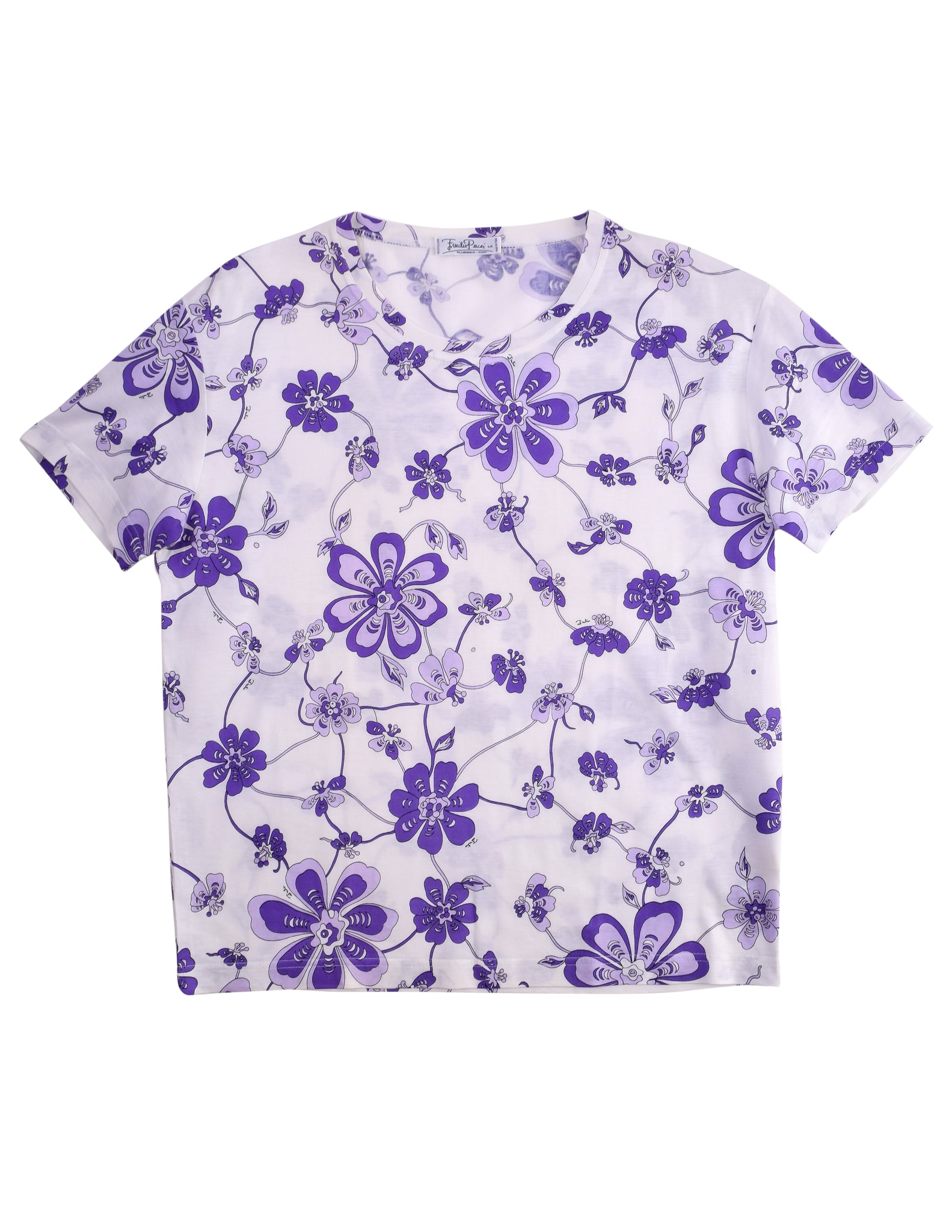 Emilio Pucci Vintage Purple and White Floral Print T-Shirt