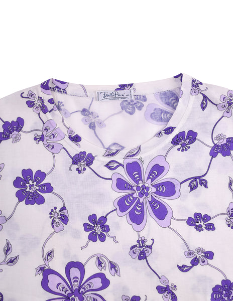 Emilio Pucci Vintage Purple and White Floral Print T-Shirt