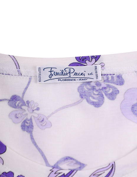 Emilio Pucci Vintage Purple and White Floral Print T-Shirt