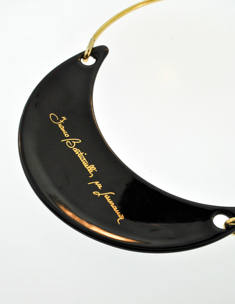 Franco Bastianelli for Laurana Vintage Gold & Black Enamel Hawk Necklace