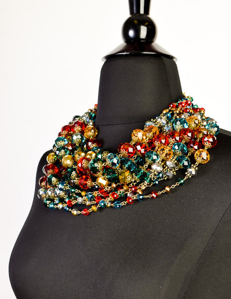 Escada Vintage Multicolor Multistrand Statement Choker Necklace - Amarcord Vintage Fashion
 - 3