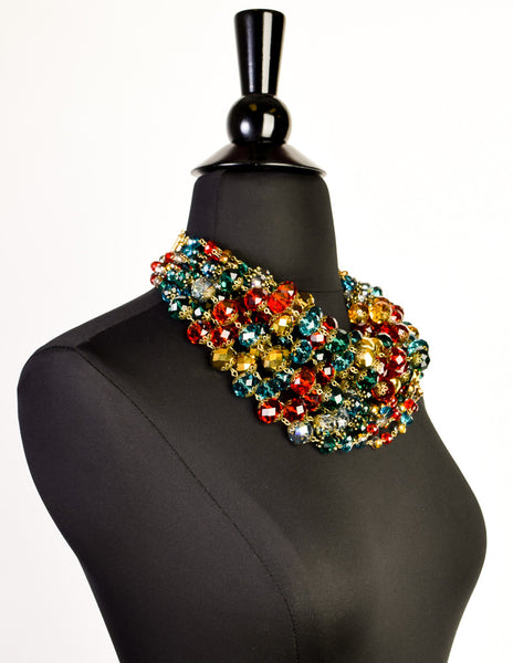 Escada Vintage Multicolor Multistrand Statement Choker Necklace - Amarcord Vintage Fashion
 - 4