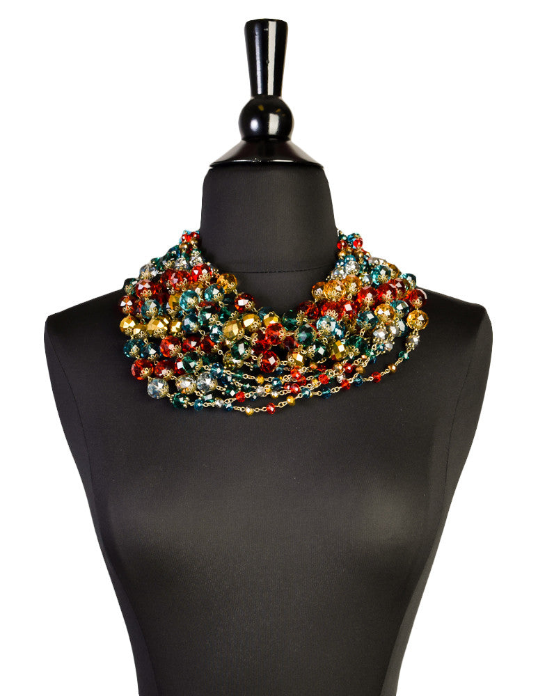 Escada Vintage Multicolor Multistrand Statement Choker Necklace - Amarcord Vintage Fashion
 - 1