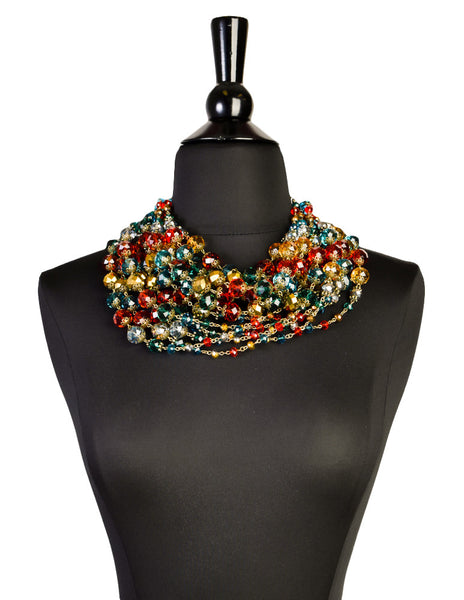 Escada Vintage Multicolor Multistrand Statement Choker Necklace - Amarcord Vintage Fashion
 - 1