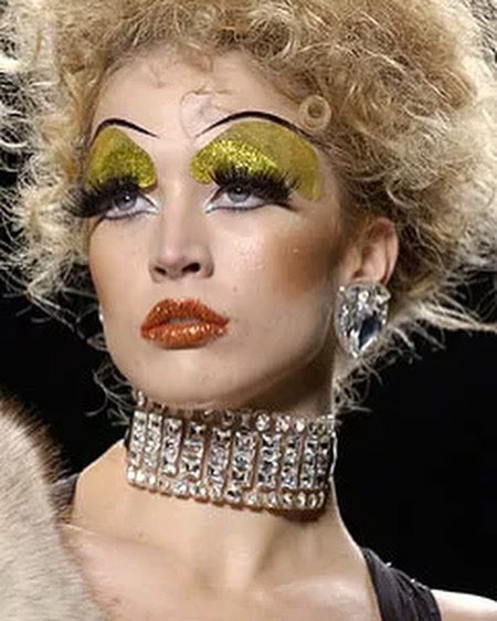 Christian Dior Vintage SS 2004 by John Galliano Clear Crystal Rhinestone Dior Insignia Large Earrings