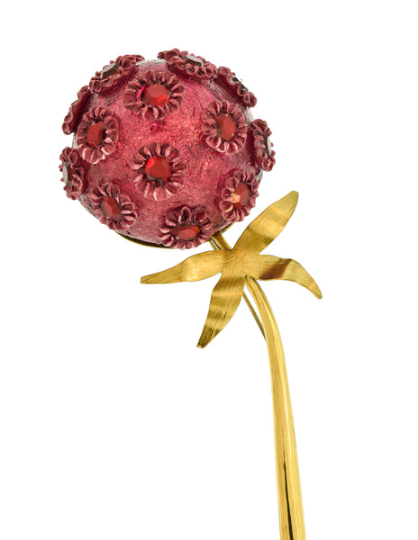 Fabrice Vintage Purple Red Brass Dandelion Flower Brooch Pin