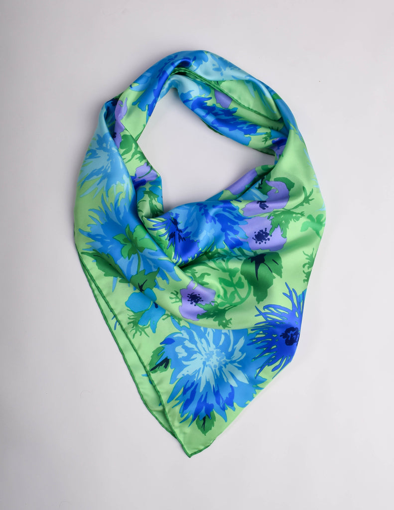 Falconetto Vintage Green Floral Silk Scarf Amarcord Vintage Fashion