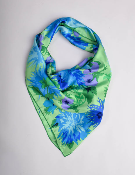 Falconetto Vintage Green Floral Silk Scarf
