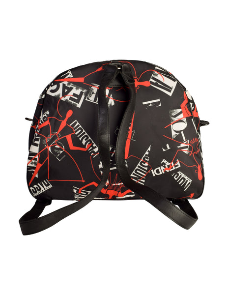 Fendi Vintage 1980s Black White Red Graphic Fashion Magazine Theme Nylon Backpack