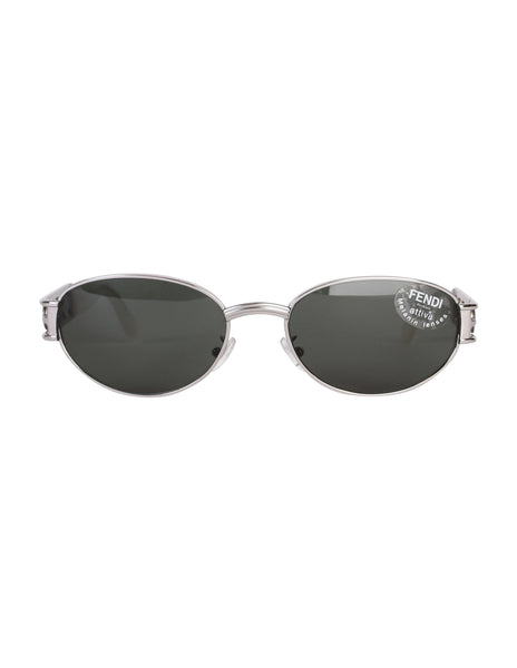 Fendi Vintage Silver Palladium Spell Out Side Frosted Acrylic Sunglasses
