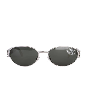 Fendi Vintage Silver Palladium Spell Out Side Frosted Acrylic Sunglasses