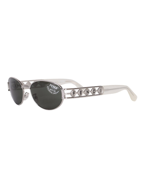 Fendi Vintage Silver Palladium Spell Out Side Frosted Acrylic Sunglasses