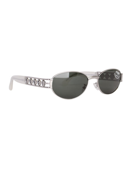 Fendi Vintage Silver Palladium Spell Out Side Frosted Acrylic Sunglasses