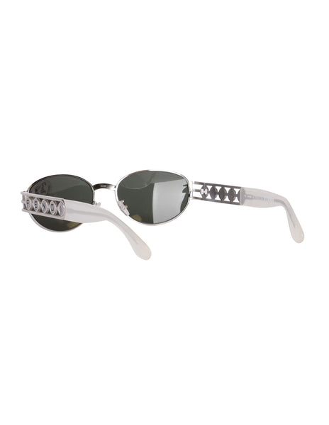 Fendi Vintage Silver Palladium Spell Out Side Frosted Acrylic Sunglasses