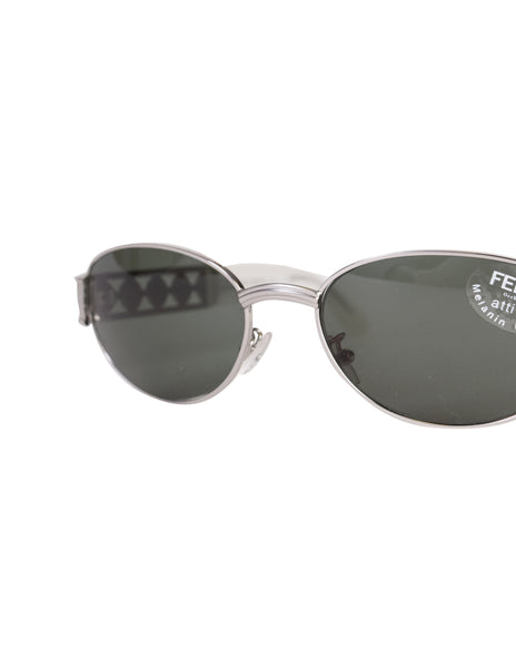 Fendi Vintage Silver Palladium Spell Out Side Frosted Acrylic Sunglasses