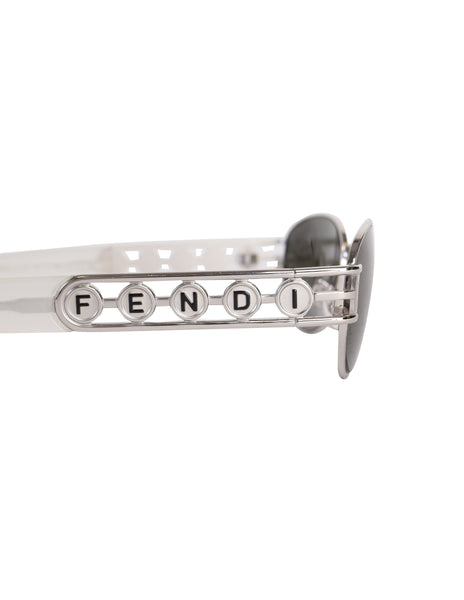 Fendi Vintage Silver Palladium Spell Out Side Frosted Acrylic Sunglasses