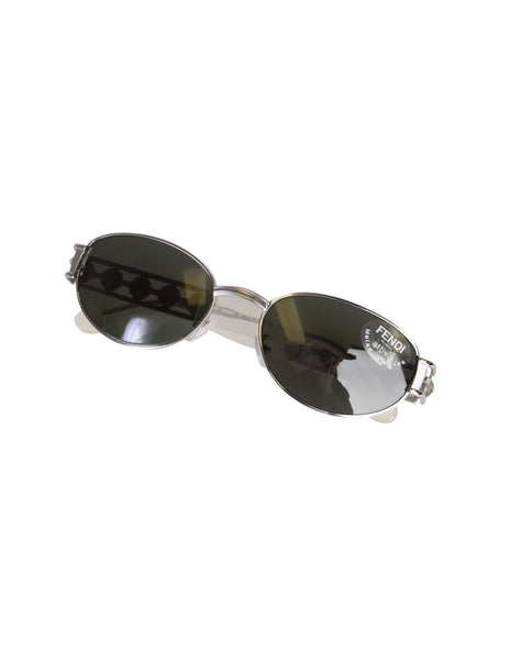 Fendi Vintage Silver Palladium Spell Out Side Frosted Acrylic Sunglasses