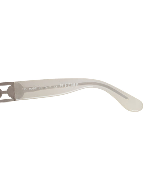 Fendi Vintage Silver Palladium Spell Out Side Frosted Acrylic Sunglasses