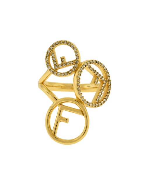 Fendi F is For Fendi Hoop Earrings (Black/Yellow Gold)