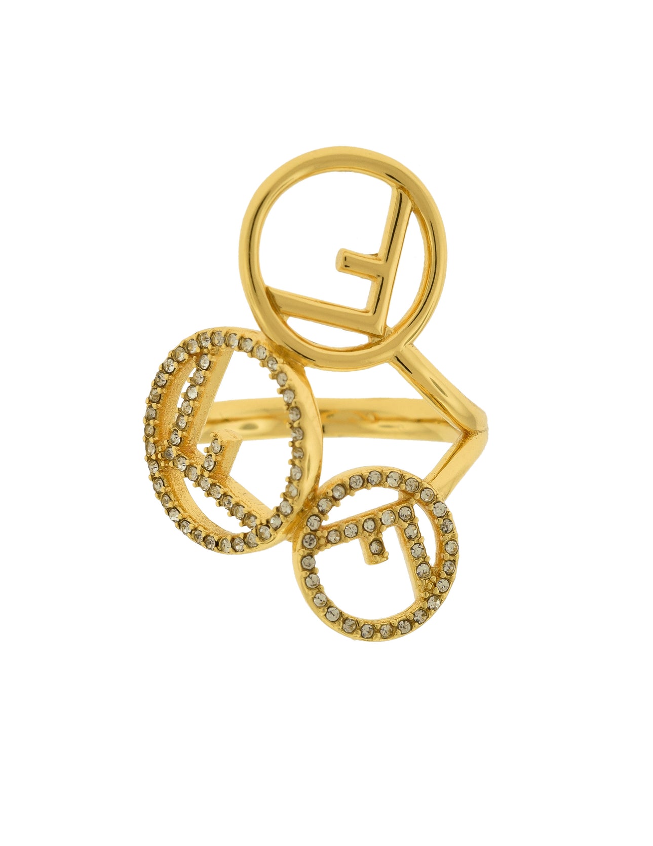 Fendi Gold Rhinestone Circle F is Fendi Ring