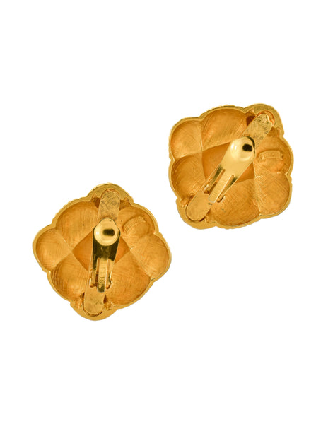 Fendi Vintage Massive Oversized Gold Ribbed Woven Knot Earrings