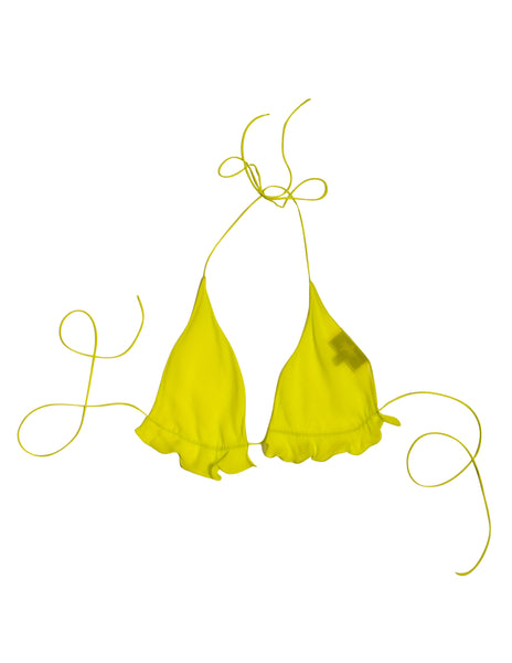 Fendi Vintage SS 2000 Neon Yellow Sheer Silk Chiffon Triangle Bralette Top