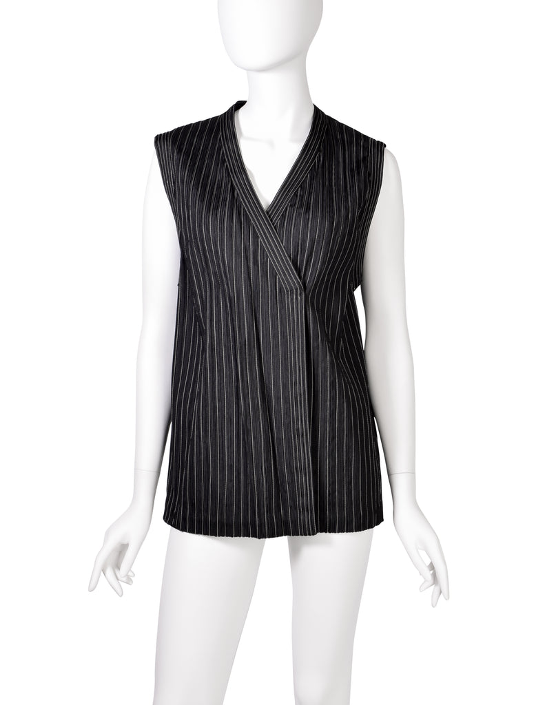 Fendi Vintage Steely Black Ribbed Stitched Silk Cord Trimmings