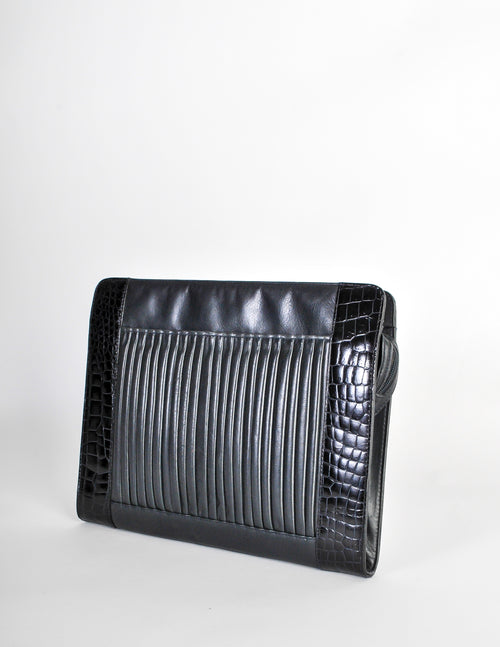 Fendi Vintage Black Crocodile Leather Shoulder Bag