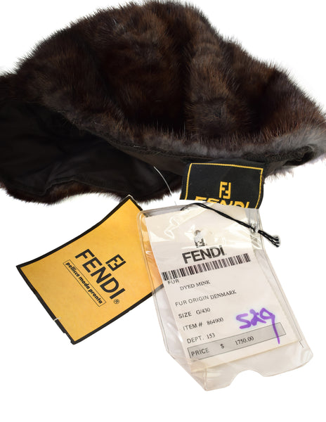 Fendi Vintage Resinato Reversible Dark Brown Mink Fur Hat