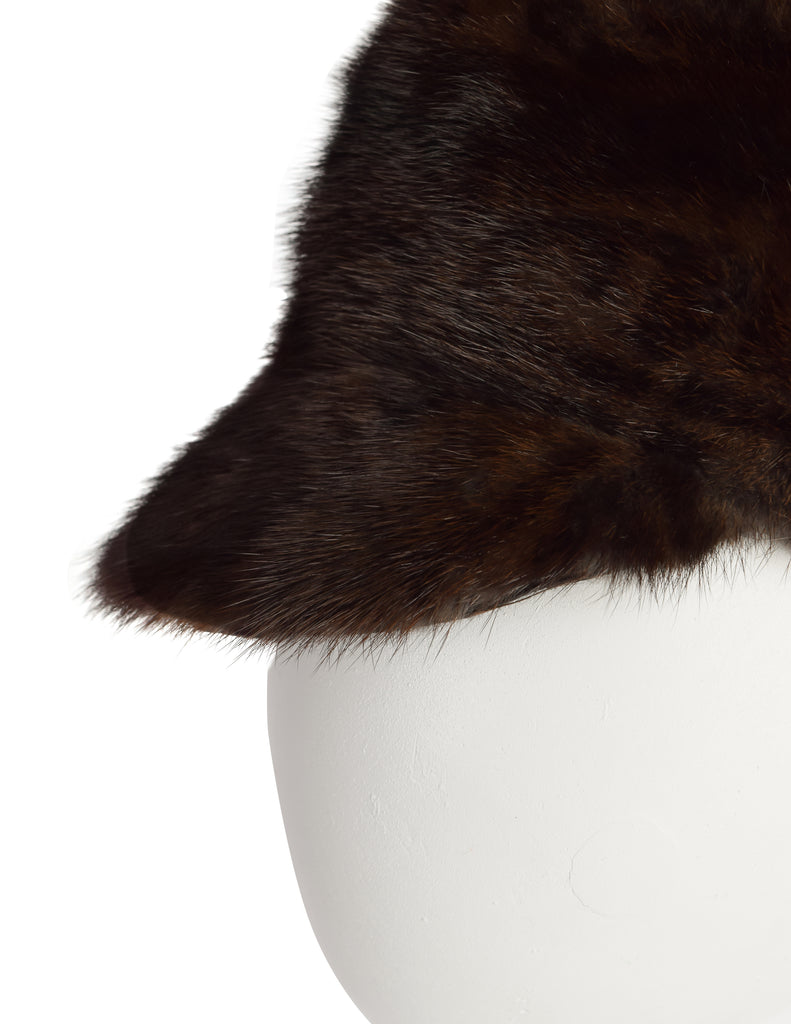 Fendi Black and Brown Fur Hat Fendi Vintage Resinato Reversible Dark Brown Mink Fur Hat  main image 4