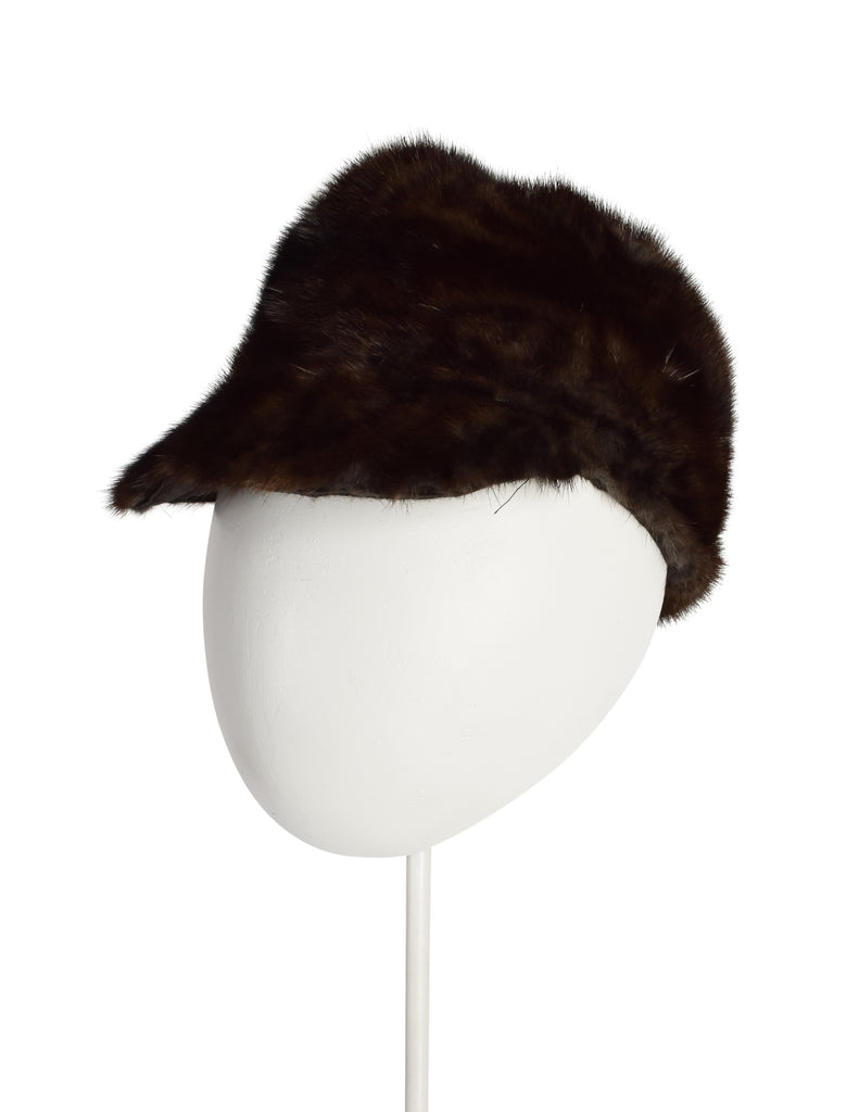 Fendi Vintage Resinato Reversible Dark Brown Mink Fur Hat 