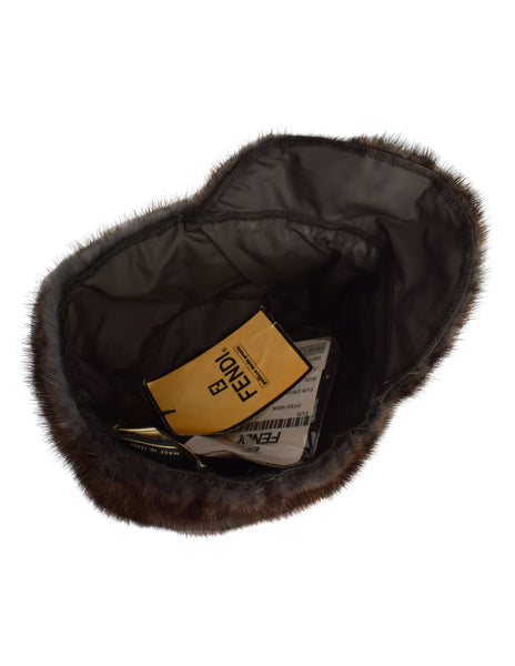 Fendi Vintage Resinato Reversible Dark Brown Mink Fur Hat