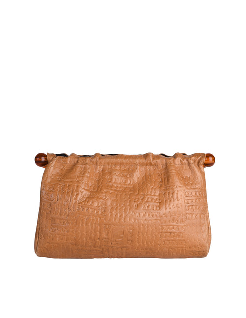 Fendi Vintage Early 1970s Embossed Monogram Butterscotch Leather