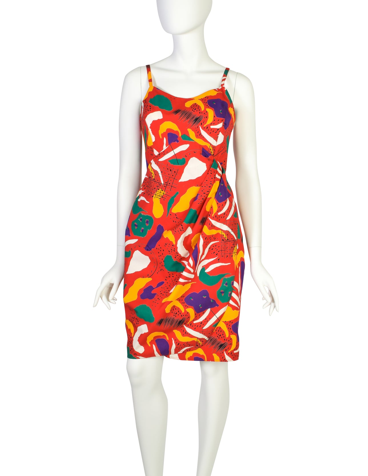 Fendi Vintage Red Multicolor Graphic Cotton Sundress and Shirt Jacket Ensemble Set