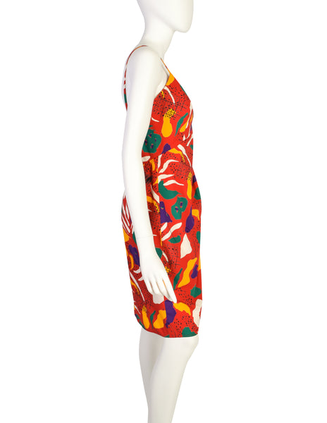 Fendi Vintage Red Multicolor Graphic Cotton Sundress and Shirt Jacket Ensemble Set