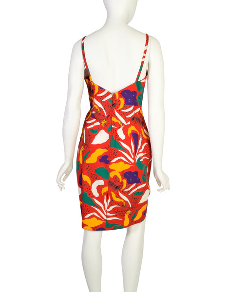 Fendi Vintage Red Multicolor Graphic Cotton Sundress and Shirt Jacket Ensemble Set
