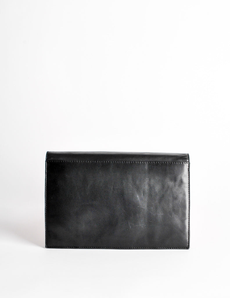 Fendi Vintage Black and Brown Leather Clutch Purse Amarcord