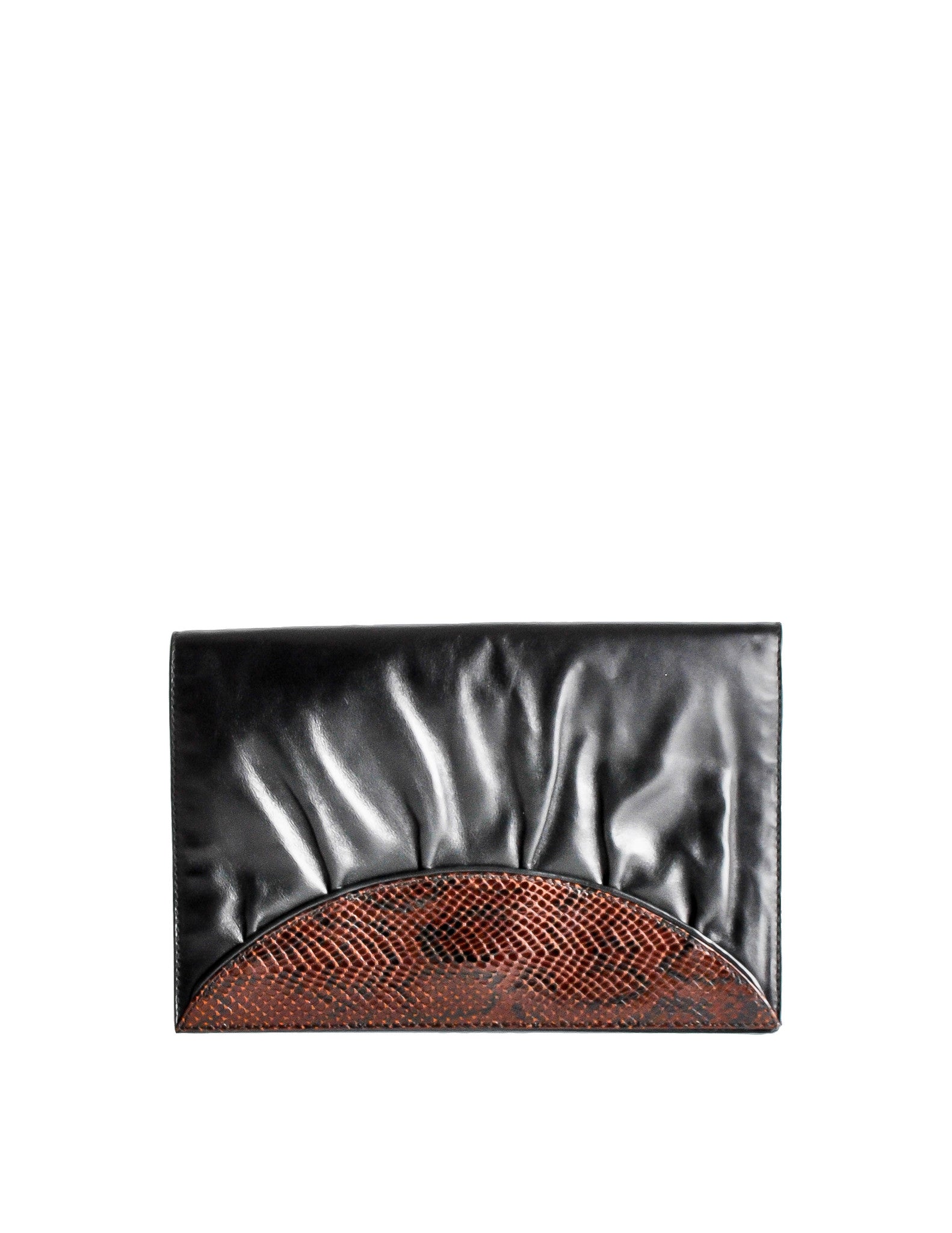 Fendi Vintage Black and Brown Leather Clutch Purse