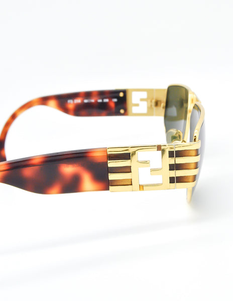 Fendi Vintage Gold Tortoise Logo Sunglasses FS 214 - Amarcord Vintage Fashion
 - 5