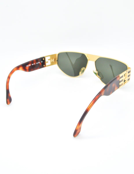 Fendi Vintage Gold Tortoise Logo Sunglasses FS 214 - Amarcord Vintage Fashion
 - 6
