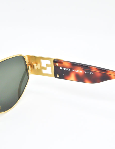 Fendi Vintage Gold Tortoise Logo Sunglasses FS 214 - Amarcord Vintage Fashion
 - 7