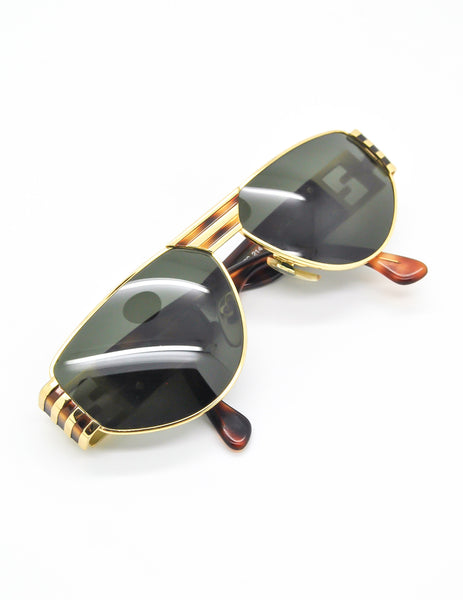 Fendi Vintage Gold Tortoise Logo Sunglasses FS 214 - Amarcord Vintage Fashion
 - 4