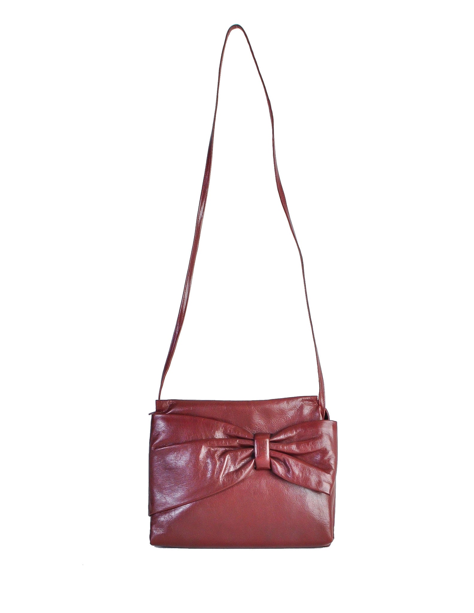 Fendi Vintage Burgundy Leather Bow Front Bag