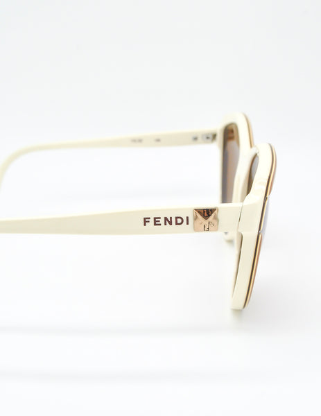 Fendi Vintage Brown and Cream Sunglasses 140