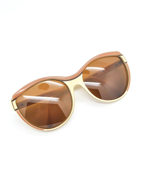 Fendi Vintage Brown and Cream Sunglasses 140