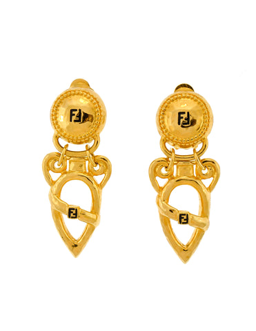 Fendi Vintage Gold Vase Dangle Earrings
